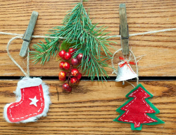 Décoration de Noël avec fond en bois — Photo