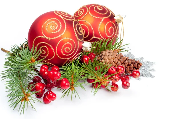 Vánoční koule s borovice dekorace Stock Snímky