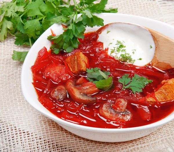 Borsch - beetroot traditional soup — Stock Photo, Image