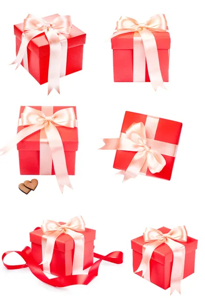 Caja de regalo con lazo de regalo de satén —  Fotos de Stock