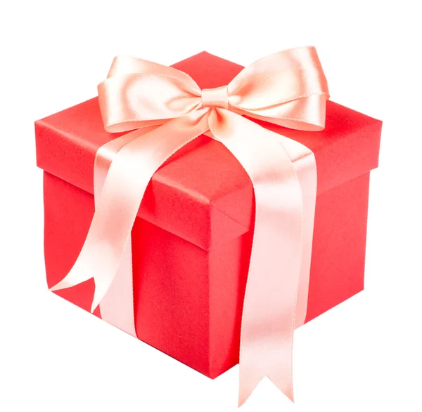 Подарункова коробка з атласним подарунковим бантом — стокове фото