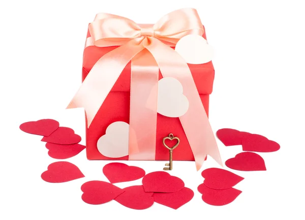 Tarjeta de San Valentín con corazones rojos — Foto de Stock