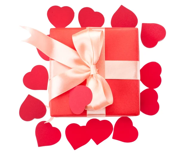 Valentines day card with red hearts — Stock Photo, Image