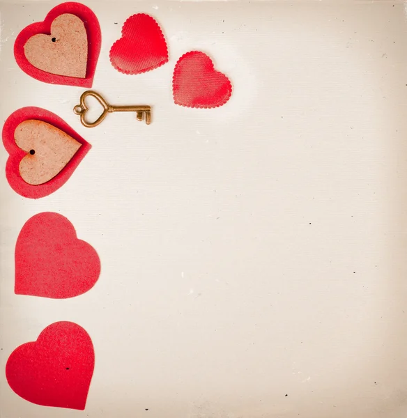 Valentines day card with red hearts — Stock Photo, Image