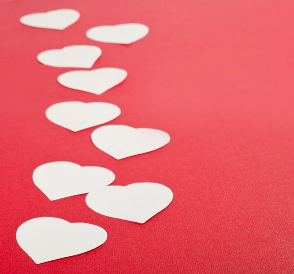 Valentines day card with red hearts and key — Stock Photo, Image