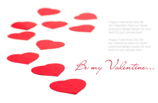 Valentijnsdag kaart met rode harten en sleutel — Stockfoto