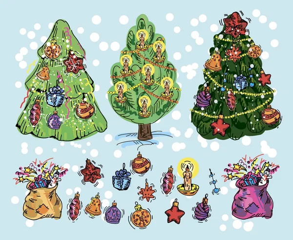 Symboles du Nouvel An et de Noël — Image vectorielle