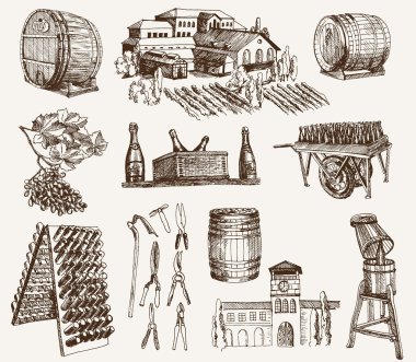 Winemaking. the production of sparkling wines clipart