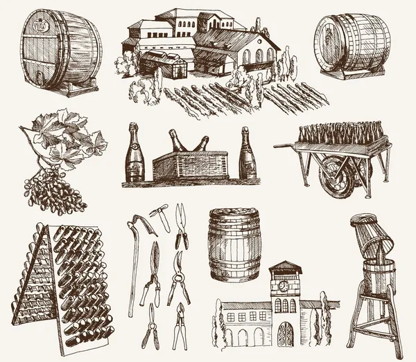 La elaboración del vino. la producción de vinos espumosos Ilustración de stock