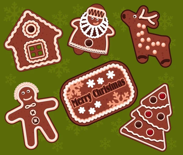 Biscotti di pan di zenzero di Natale — Vettoriale Stock