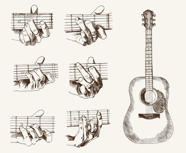 Guitarra y acordes — Archivo Imágenes Vectoriales