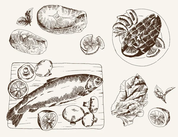 Plato de pescado — Archivo Imágenes Vectoriales