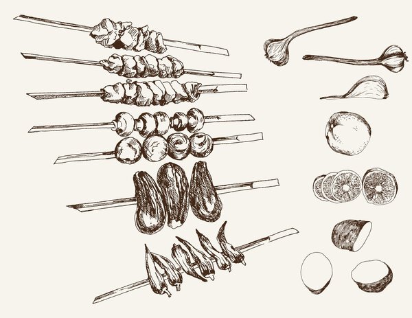 Shish kebab on skewers