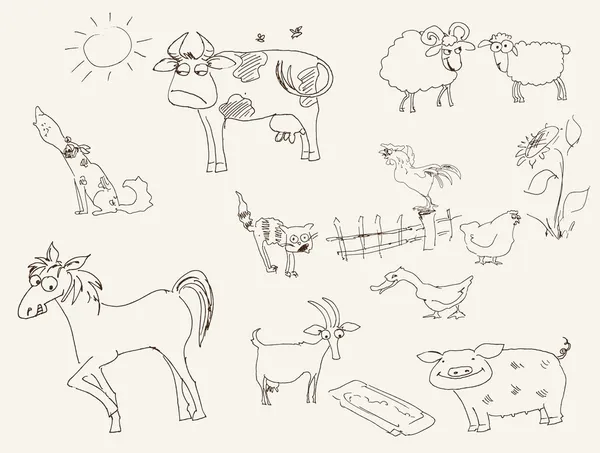 Farm animals — Stock Vector