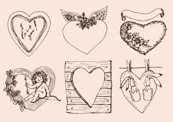 Vintage hearts for Valentines Day — Stock Vector