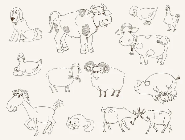 Farm animals — Stock Vector