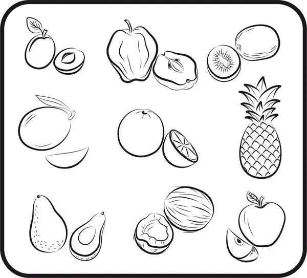 Fruits vecteur dessiné à la main — Image vectorielle