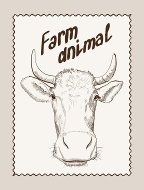 inek vektör elle çizilmiş