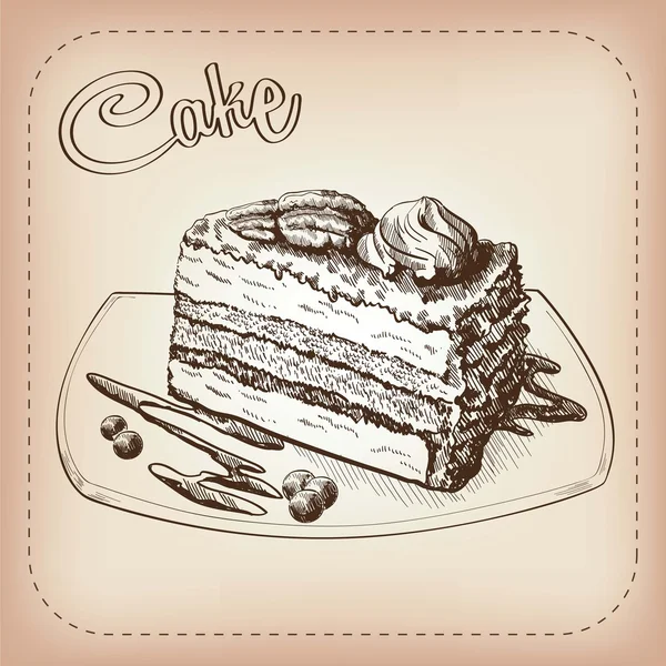 Gâteau vecteur dessiné à la main — Image vectorielle