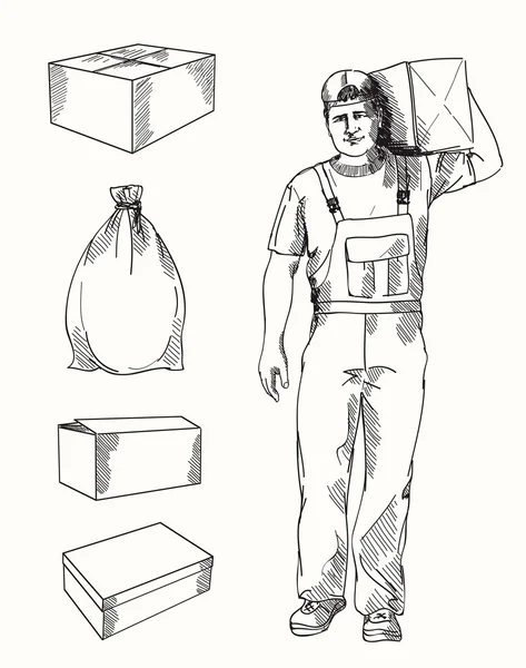 Человек с доставкой — стоковый вектор