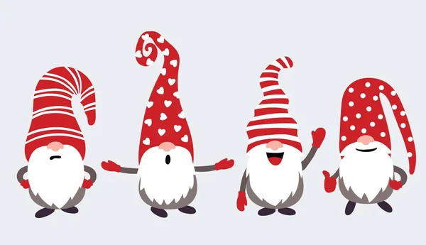 Illustration vectorielle des gnomes de Noël sur fond gris — Image vectorielle