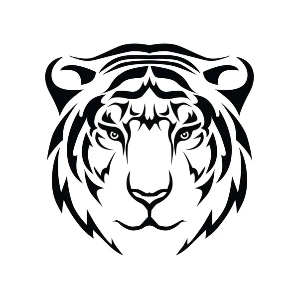 Svart och vitt tigerhuvud. Vektorsymbol för det nya året. — Stock vektor