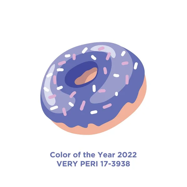 Donut in trend color Very Peri. Vector simple illustration. — Stock Vector