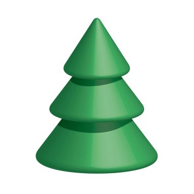 Beyaz arkaplanda 3D Noel ağacı modeli