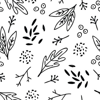 Simple illustration with buds and plant leaves