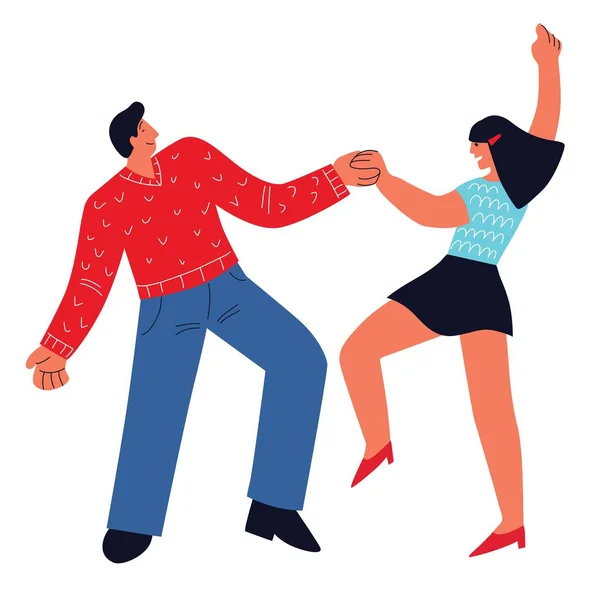 Couple of professional dancers performing salsa, vector illustration in flat style — Stock Vector