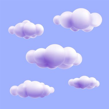 Mavi arka planda bulutlar. Renk illüstrasyonu.