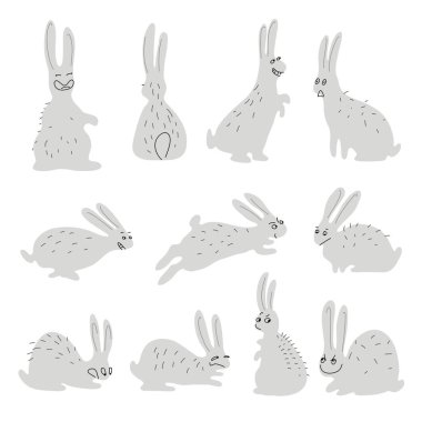 Tavşan silueti. Simge kümesi.
