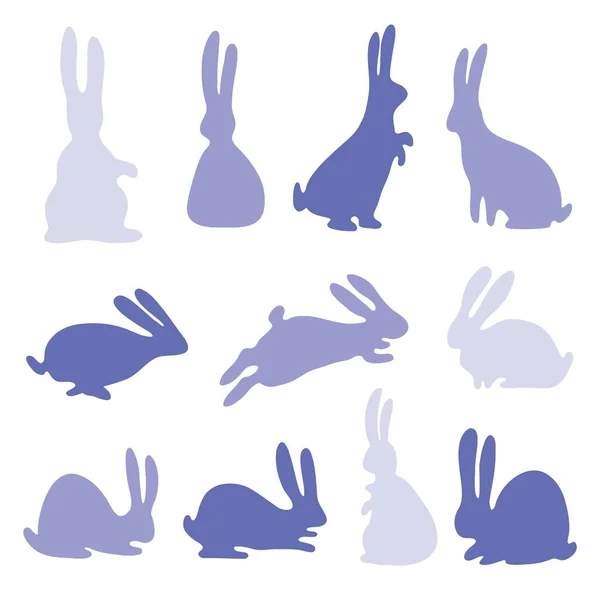Silhouette of a hare. Set of icon set. — Stock Vector