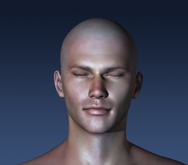 gözleri kapalı olan bir adam