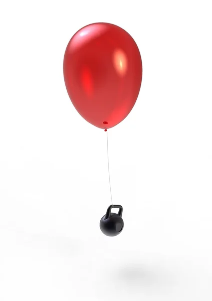 Vliegende rode ballon en zwaar gewicht — Stockfoto