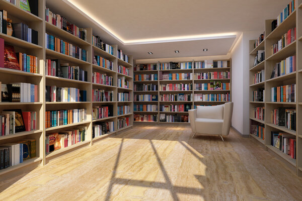 Bookshelf in library