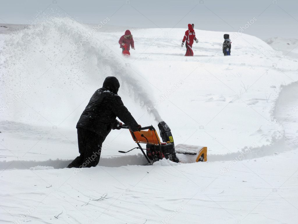 Snow removal with a snowblower