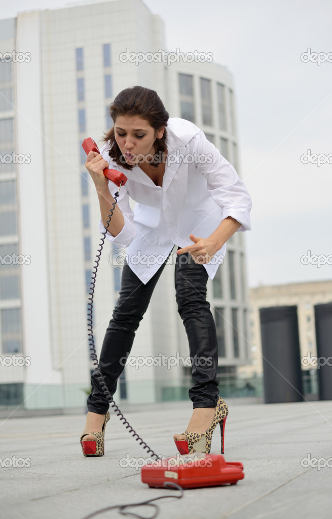 Woman emotionally on the phone