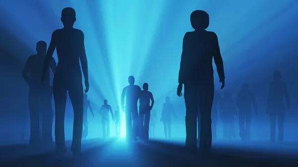 bir grup insan ışığa doğru gitmek