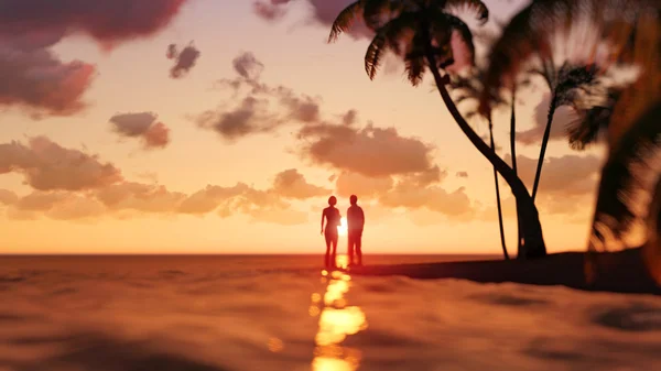 Romantic couple on the tropical beach — Stock Photo, Image