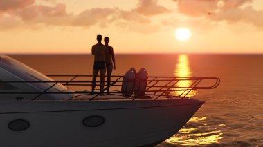 Romantik Çift bir keyfi teknede