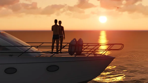 Romantik Çift bir keyfi teknede