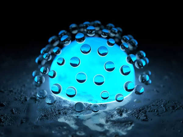 Lichtbol Omringd Door Transparante Druppels — Stockfoto