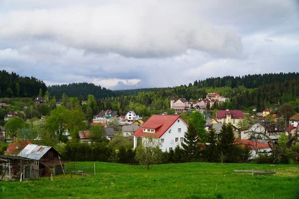 Karpat dağlarındaki bir köyün manzarası