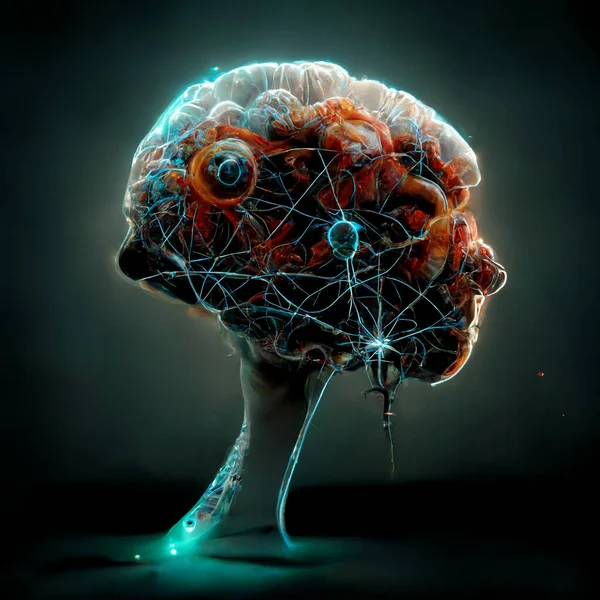 Искусственная Нейронная Сеть Цифровая Иллюстрация — стоковое фото