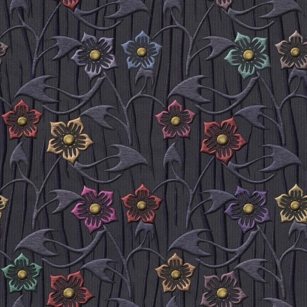 Embroidery - Flowers pattern, fabric seamless texture. 3d illustration