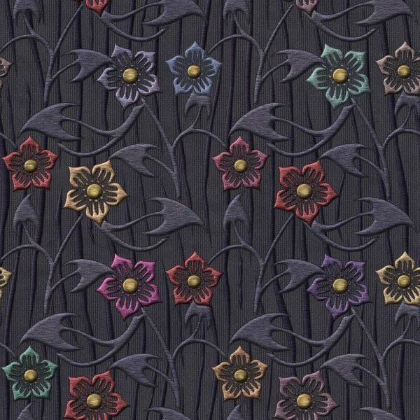 Embroidery Flowers Pattern Fabric Seamless Texture Illustration lizenzfreie Stockfotos
