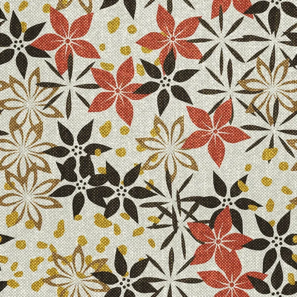 Grunge Seamless Texture Flowers Pattern Fabric Texture Illustration — Fotografia de Stock