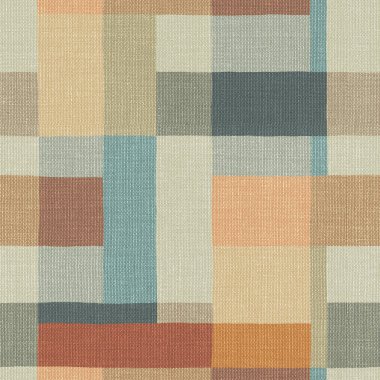 Kare desenli pürüzsüz Grunge dokusu, kumaş dokusu, halı boho stili tasarımı, 3D illüstrasyon.