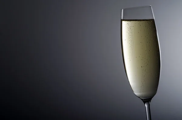 Бокал шампанского на сером фоне — стоковое фото
